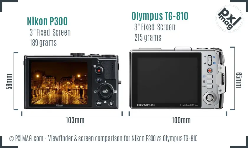Nikon P300 vs Olympus TG-810 Screen and Viewfinder comparison