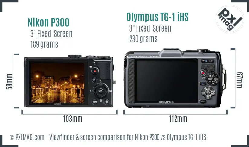 Nikon P300 vs Olympus TG-1 iHS Screen and Viewfinder comparison