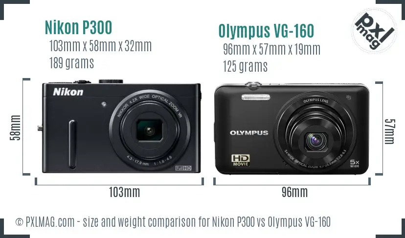 Nikon P300 vs Olympus VG-160 size comparison Nikon P300 vs Olympus VG-160 size comparison