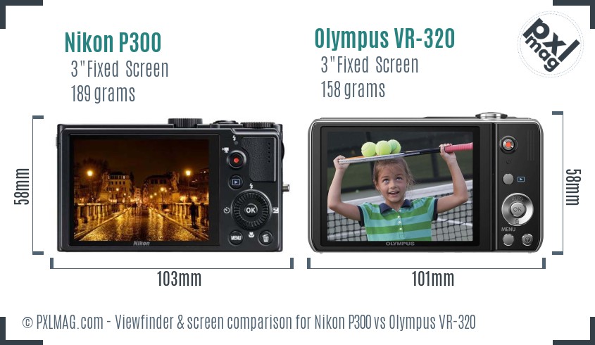 Nikon P300 vs Olympus VR-320 Screen and Viewfinder comparison