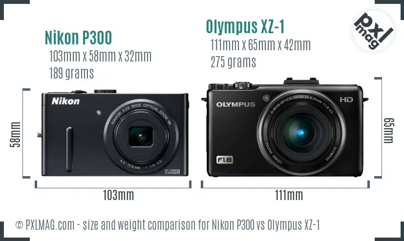 Nikon P300 vs Olympus XZ-1 size comparison Nikon P300 vs Olympus XZ-1 size comparison