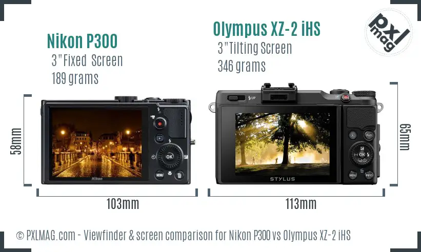 Nikon P300 vs Olympus XZ-2 iHS Screen and Viewfinder comparison