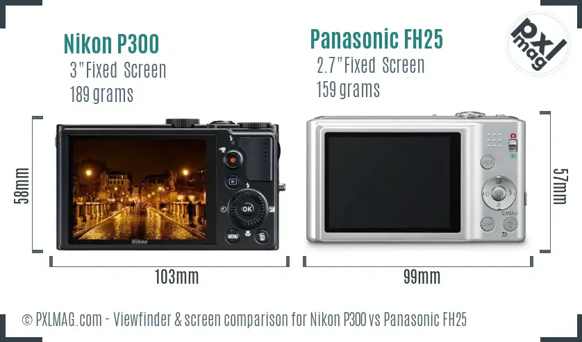 Nikon P300 vs Panasonic FH25 Screen and Viewfinder comparison Nikon P300 vs Panasonic FH25 Screen and Viewfinder comparison