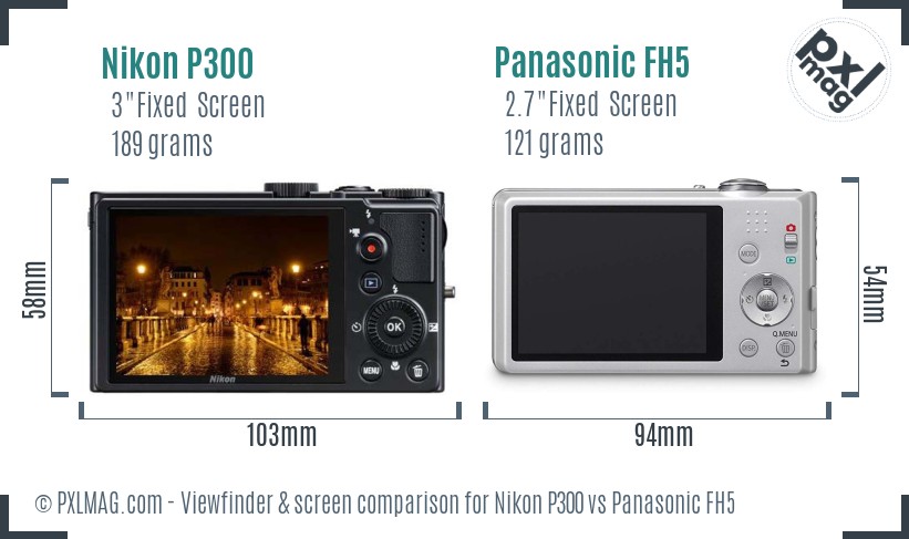 Nikon P300 vs Panasonic FH5 Screen and Viewfinder comparison