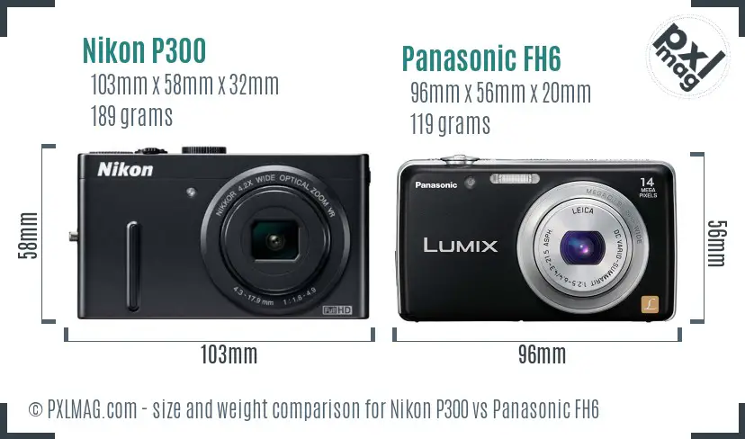 Nikon P300 vs Panasonic FH6 size comparison Nikon P300 vs Panasonic FH6 size comparison