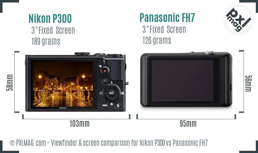 Nikon P300 vs Panasonic FH7 Screen and Viewfinder comparison