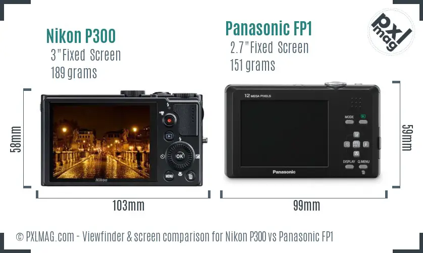 Nikon P300 vs Panasonic FP1 Screen and Viewfinder comparison