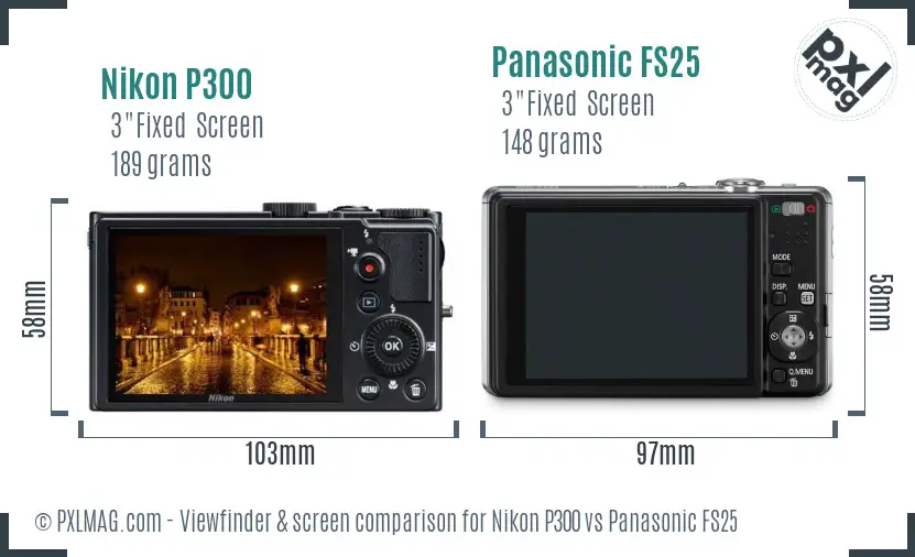 Nikon P300 vs Panasonic FS25 Screen and Viewfinder comparison Nikon P300 vs Panasonic FS25 Screen and Viewfinder comparison