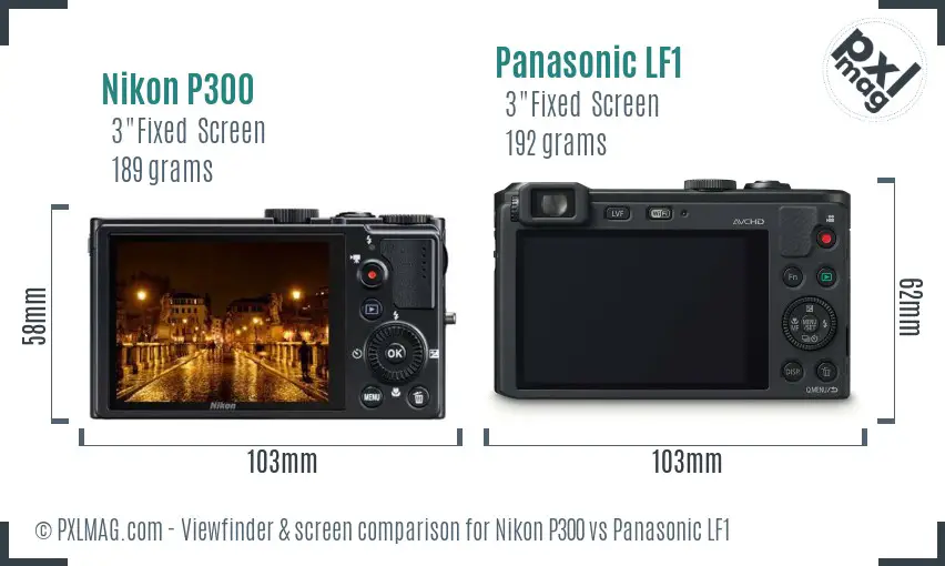Nikon P300 vs Panasonic LF1 Screen and Viewfinder comparison
