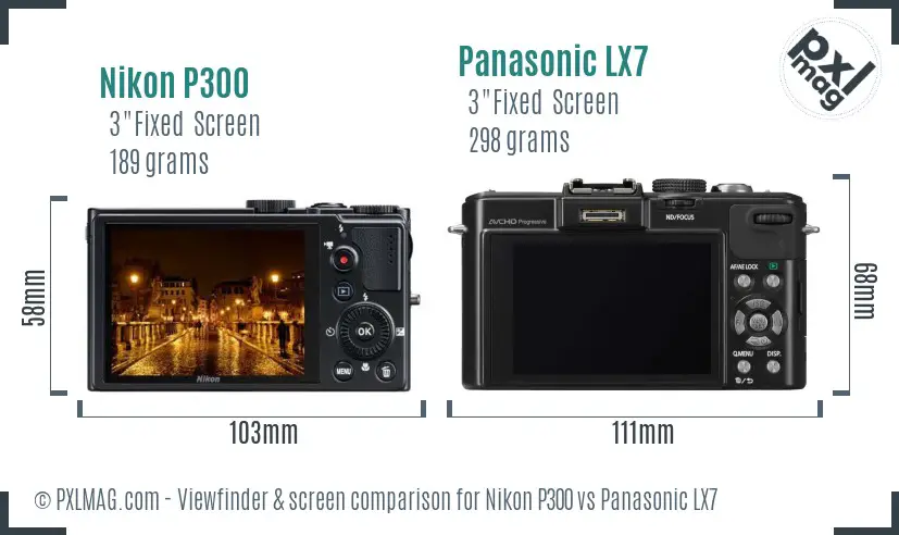 Nikon P300 vs Panasonic LX7 Screen and Viewfinder comparison