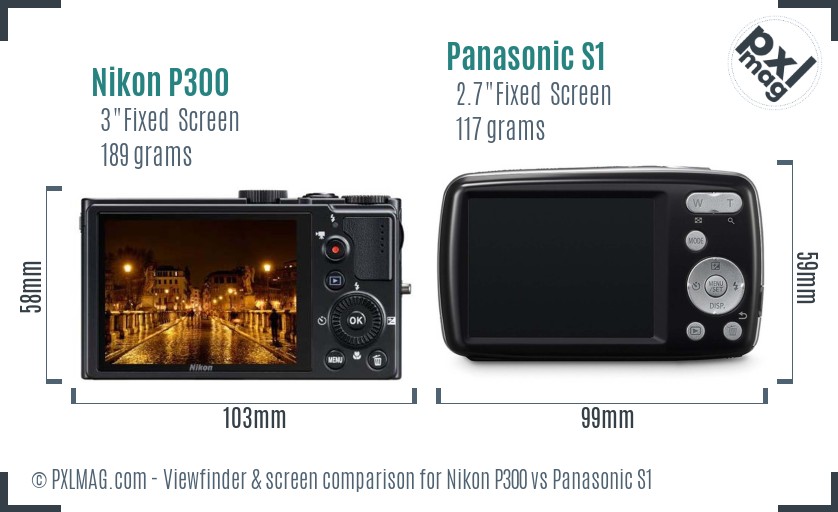 Nikon P300 vs Panasonic S1 Screen and Viewfinder comparison