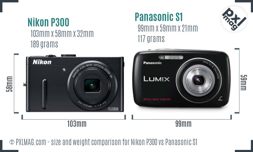 Nikon P300 vs Panasonic S1 size comparison Nikon P300 vs Panasonic S1 size comparison