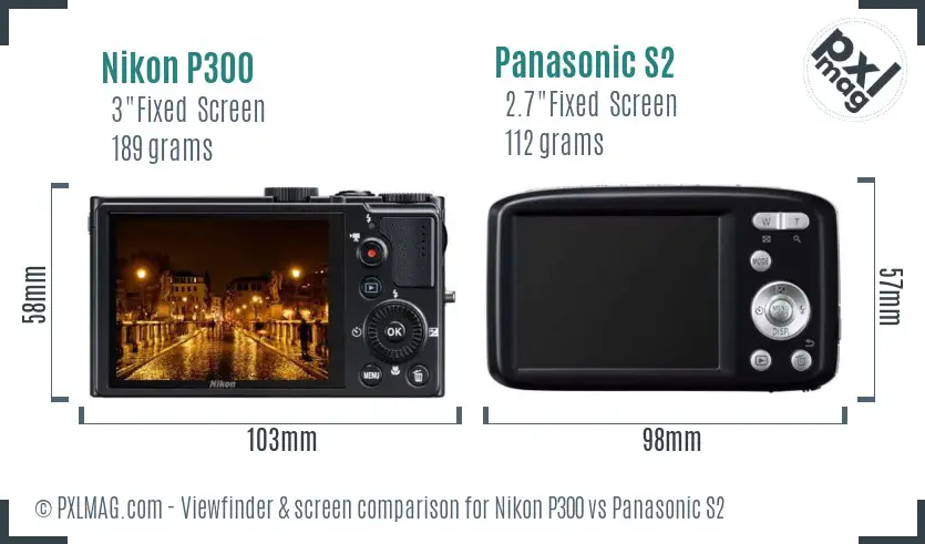 Nikon P300 vs Panasonic S2 Screen and Viewfinder comparison Nikon P300 vs Panasonic S2 Screen and Viewfinder comparison