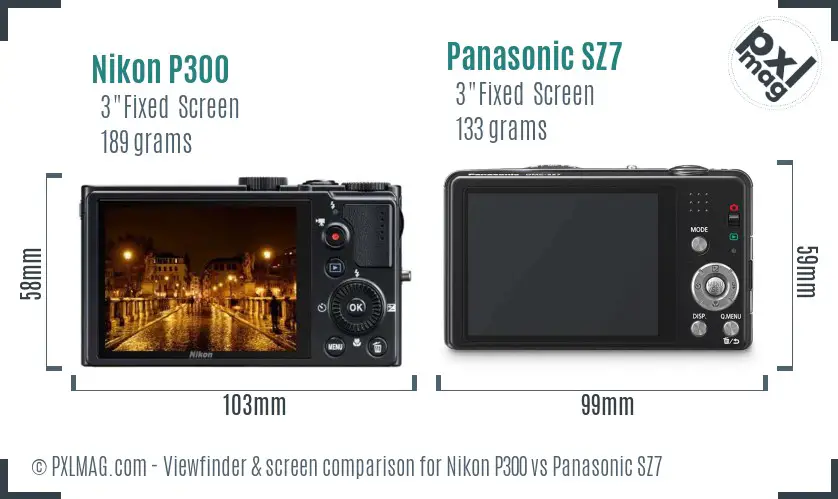 Nikon P300 vs Panasonic SZ7 Screen and Viewfinder comparison