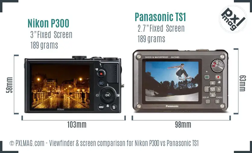 Nikon P300 vs Panasonic TS1 Screen and Viewfinder comparison