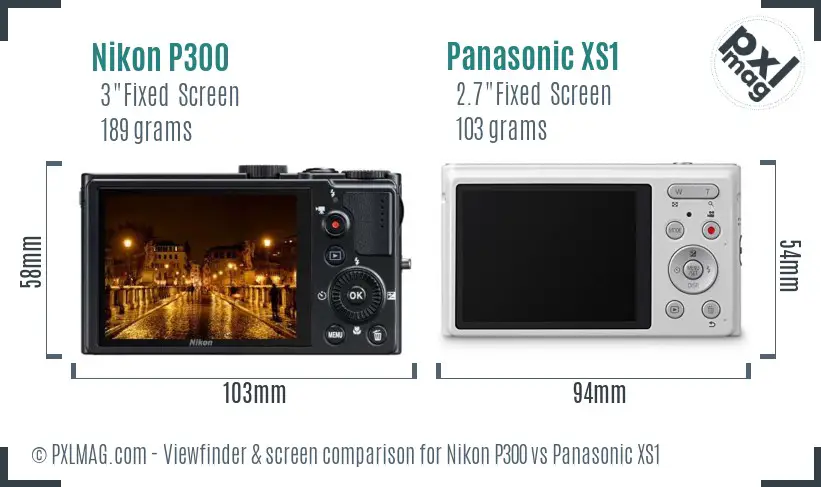 Nikon P300 vs Panasonic XS1 Screen and Viewfinder comparison