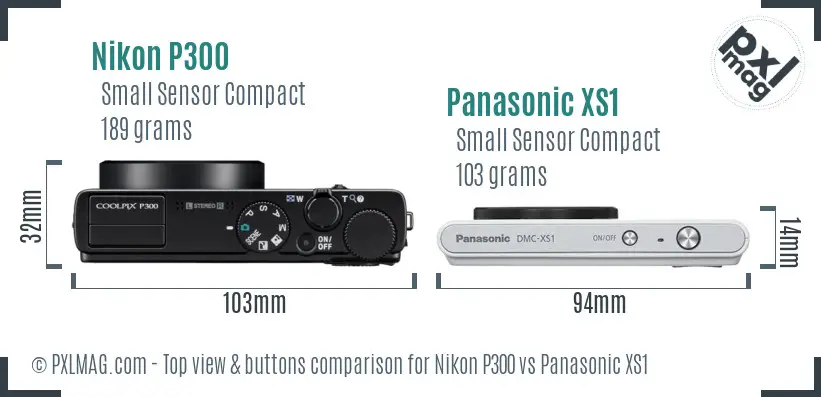 Nikon P300 vs Panasonic XS1 top view buttons comparison