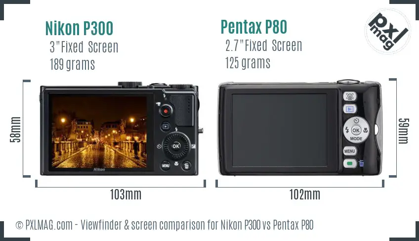 Nikon P300 vs Pentax P80 Screen and Viewfinder comparison Nikon P300 vs Pentax P80 Screen and Viewfinder comparison