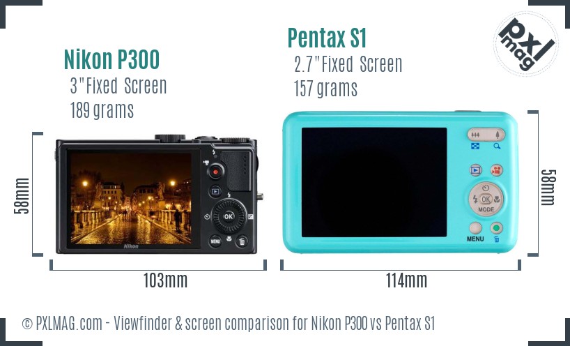 Nikon P300 vs Pentax S1 Screen and Viewfinder comparison