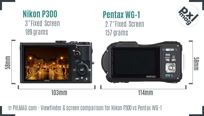 Nikon P300 vs Pentax WG-1 Screen and Viewfinder comparison