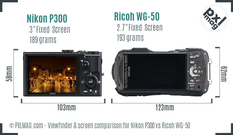 Nikon P300 vs Ricoh WG-50 Screen and Viewfinder comparison Nikon P300 vs Ricoh WG-50 Screen and Viewfinder comparison