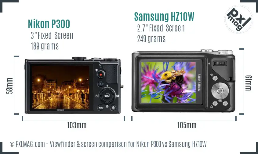 Nikon P300 vs Samsung HZ10W Screen and Viewfinder comparison Nikon P300 vs Samsung HZ10W Screen and Viewfinder comparison