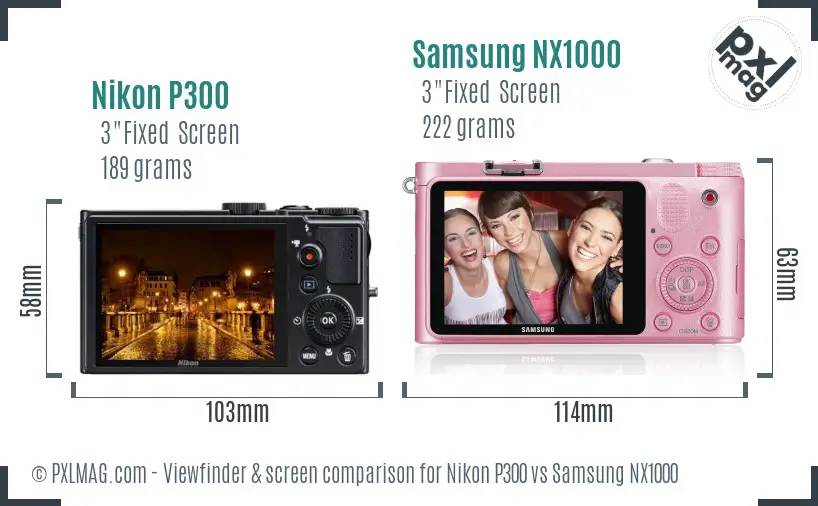 Nikon P300 vs Samsung NX1000 Screen and Viewfinder comparison