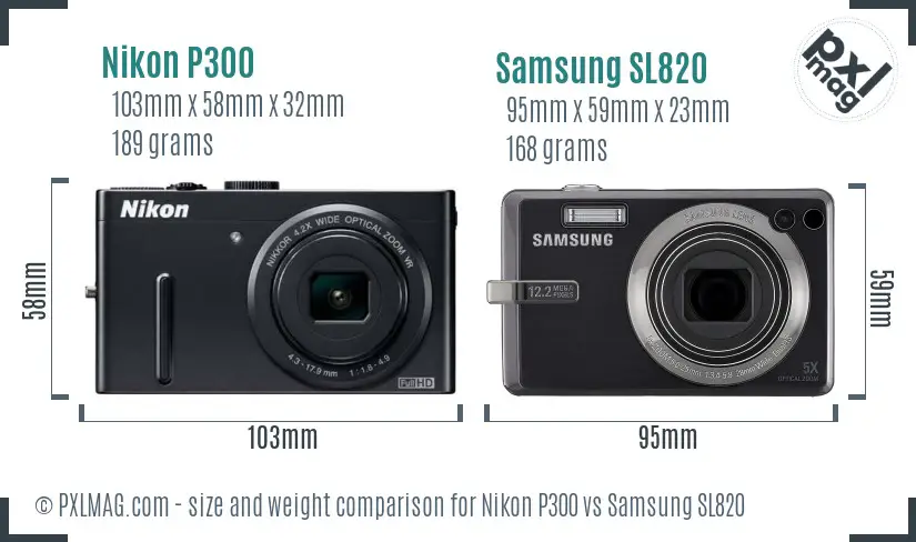 Nikon P300 vs Samsung SL820 size comparison Nikon P300 vs Samsung SL820 size comparison