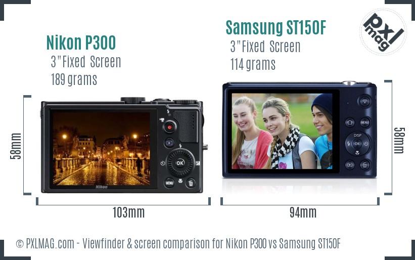 Nikon P300 vs Samsung ST150F Screen and Viewfinder comparison