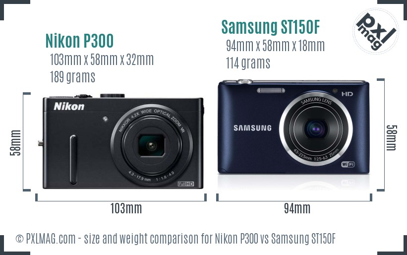 Nikon P300 vs Samsung ST150F size comparison Nikon P300 vs Samsung ST150F size comparison