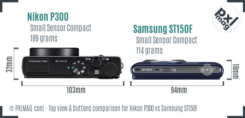 Nikon P300 vs Samsung ST150F top view buttons comparison