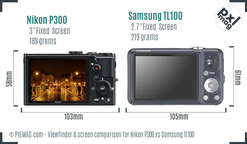 Nikon P300 vs Samsung TL100 Screen and Viewfinder comparison
