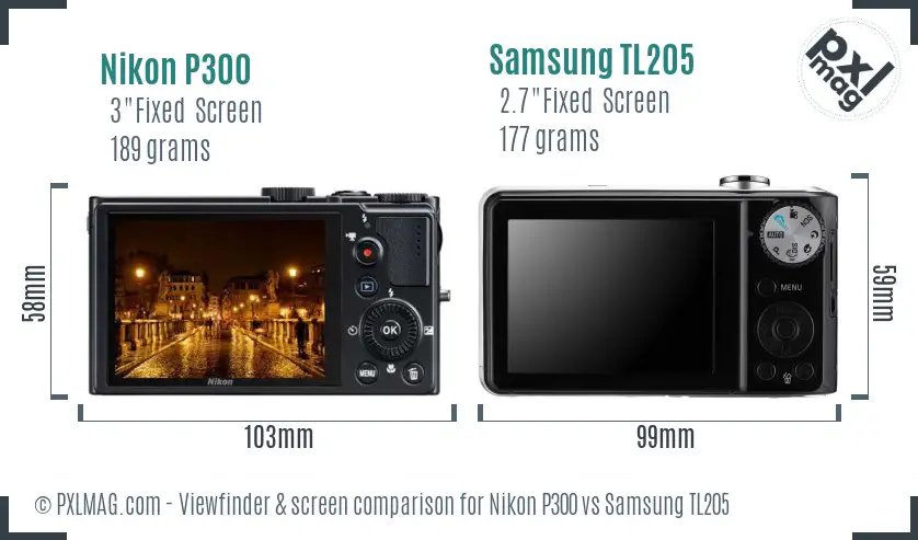 Nikon P300 vs Samsung TL205 Screen and Viewfinder comparison