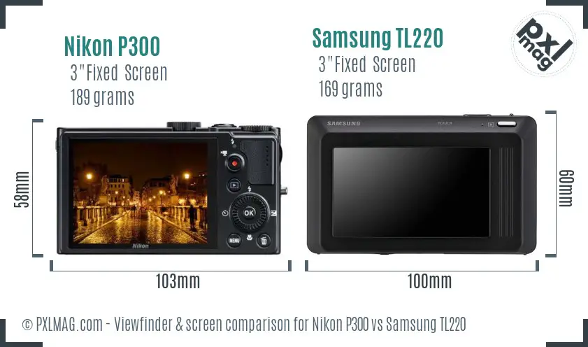 Nikon P300 vs Samsung TL220 Screen and Viewfinder comparison