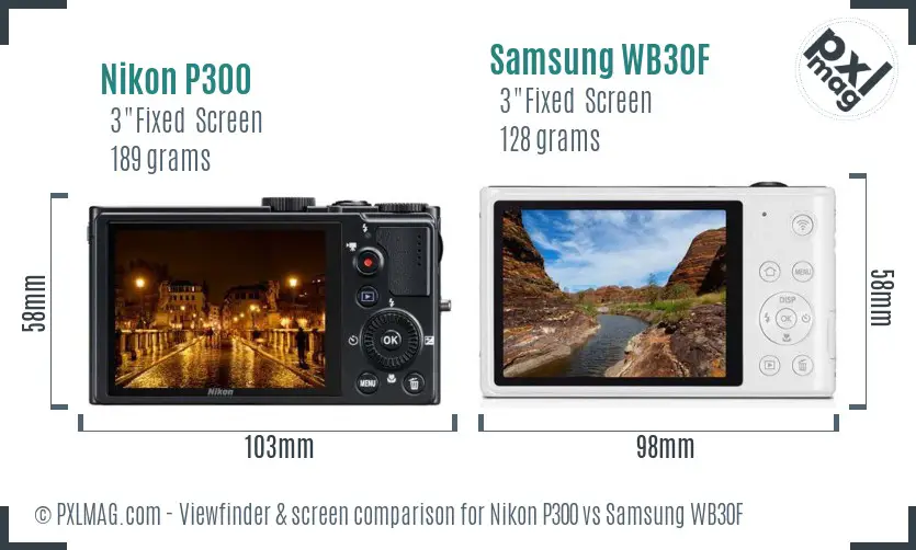 Nikon P300 vs Samsung WB30F Screen and Viewfinder comparison