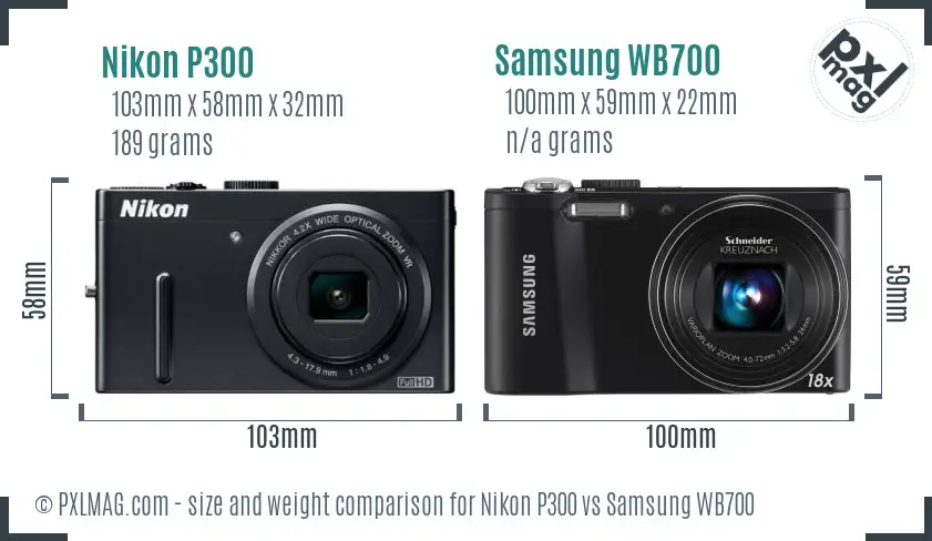 Nikon P300 vs Samsung WB700 size comparison Nikon P300 vs Samsung WB700 size comparison