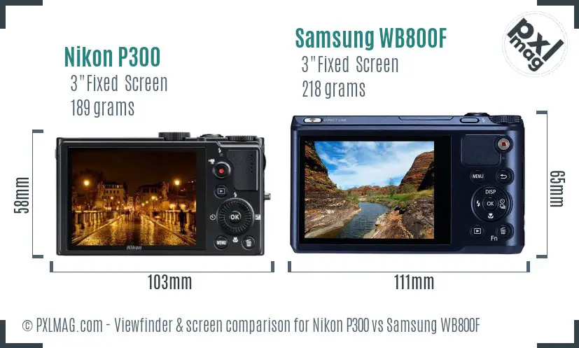 Nikon P300 vs Samsung WB800F Screen and Viewfinder comparison