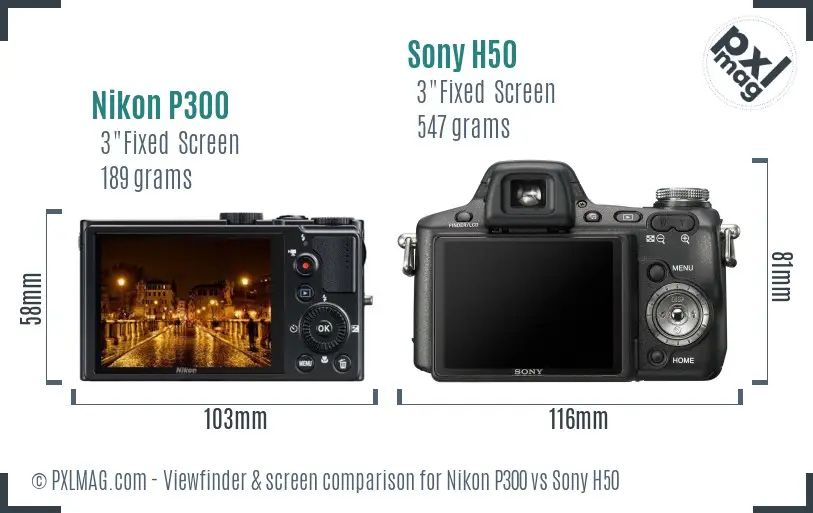 Nikon P300 vs Sony H50 Screen and Viewfinder comparison Nikon P300 vs Sony H50 Screen and Viewfinder comparison