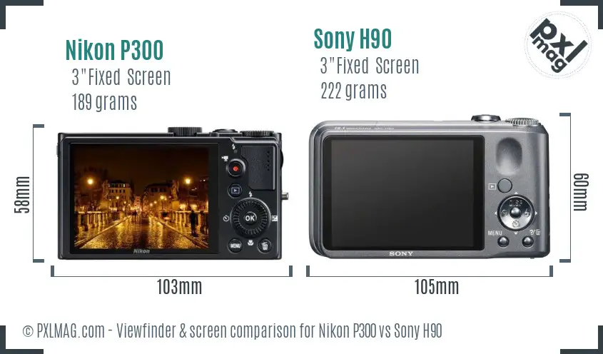 Nikon P300 vs Sony H90 Screen and Viewfinder comparison