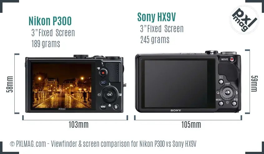 Nikon P300 vs Sony HX9V Screen and Viewfinder comparison Nikon P300 vs Sony HX9V Screen and Viewfinder comparison