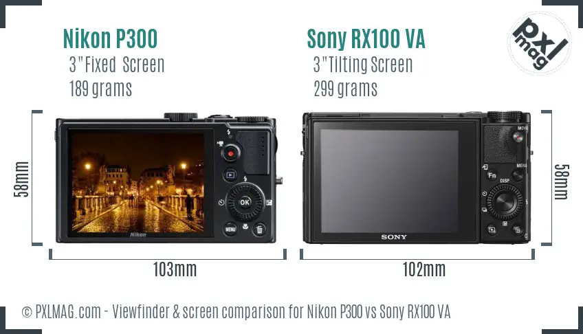 Nikon P300 vs Sony RX100 VA Screen and Viewfinder comparison