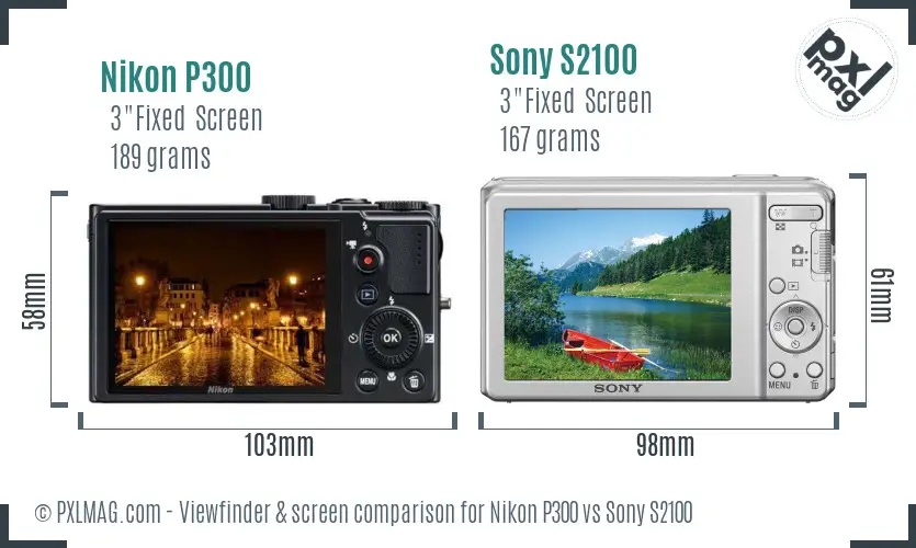 Nikon P300 vs Sony S2100 Screen and Viewfinder comparison Nikon P300 vs Sony S2100 Screen and Viewfinder comparison