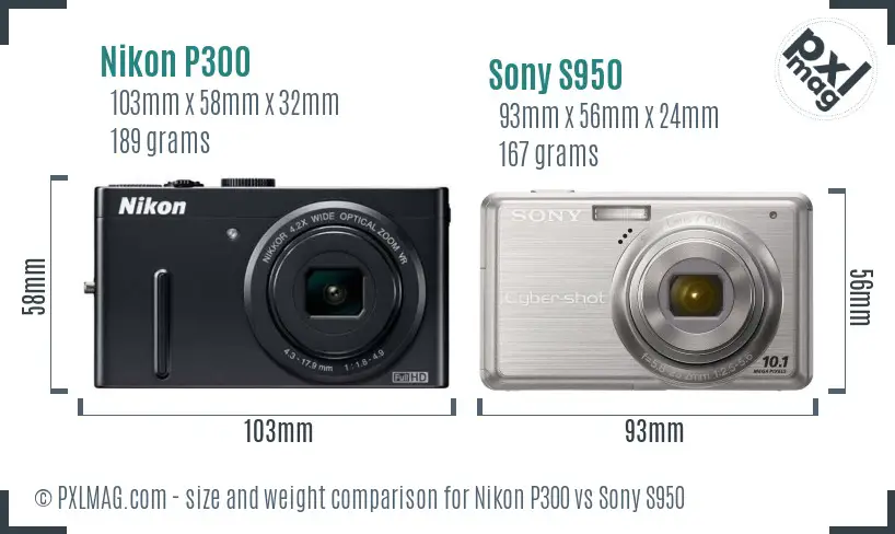 Size and ergonomics of Nikon P300 vs Sony S950
