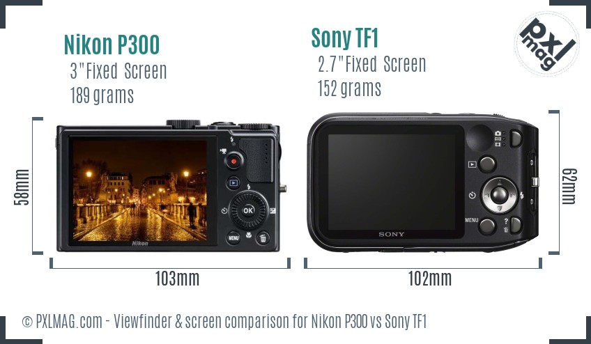 Nikon P300 vs Sony TF1 Screen and Viewfinder comparison
