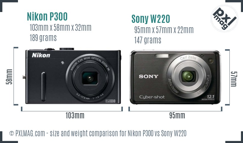 Nikon P300 vs Sony W220 size comparison Nikon P300 vs Sony W220 size comparison