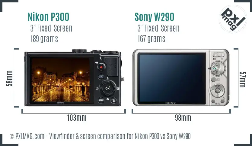 Nikon P300 vs Sony W290 Screen and Viewfinder comparison Nikon P300 vs Sony W290 Screen and Viewfinder comparison