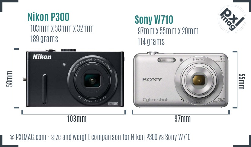 Nikon P300 vs Sony W710 size comparison Nikon P300 vs Sony W710 size comparison