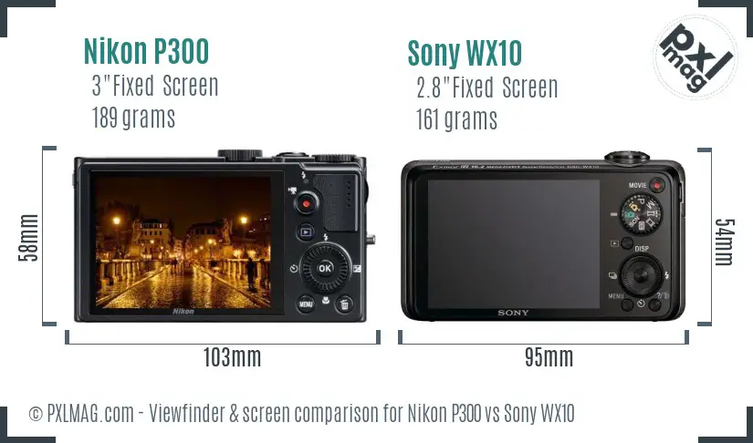 Nikon P300 vs Sony WX10 Screen and Viewfinder comparison Nikon P300 vs Sony WX10 Screen and Viewfinder comparison