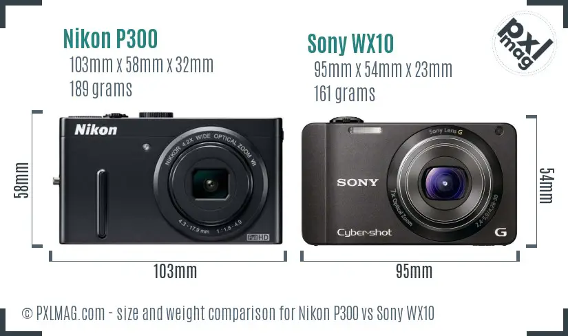 Nikon P300 vs Sony WX10 size comparison Nikon P300 vs Sony WX10 size comparison