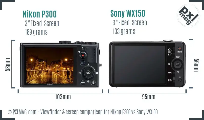 Nikon P300 vs Sony WX150 Screen and Viewfinder comparison Nikon P300 vs Sony WX150 Screen and Viewfinder comparison